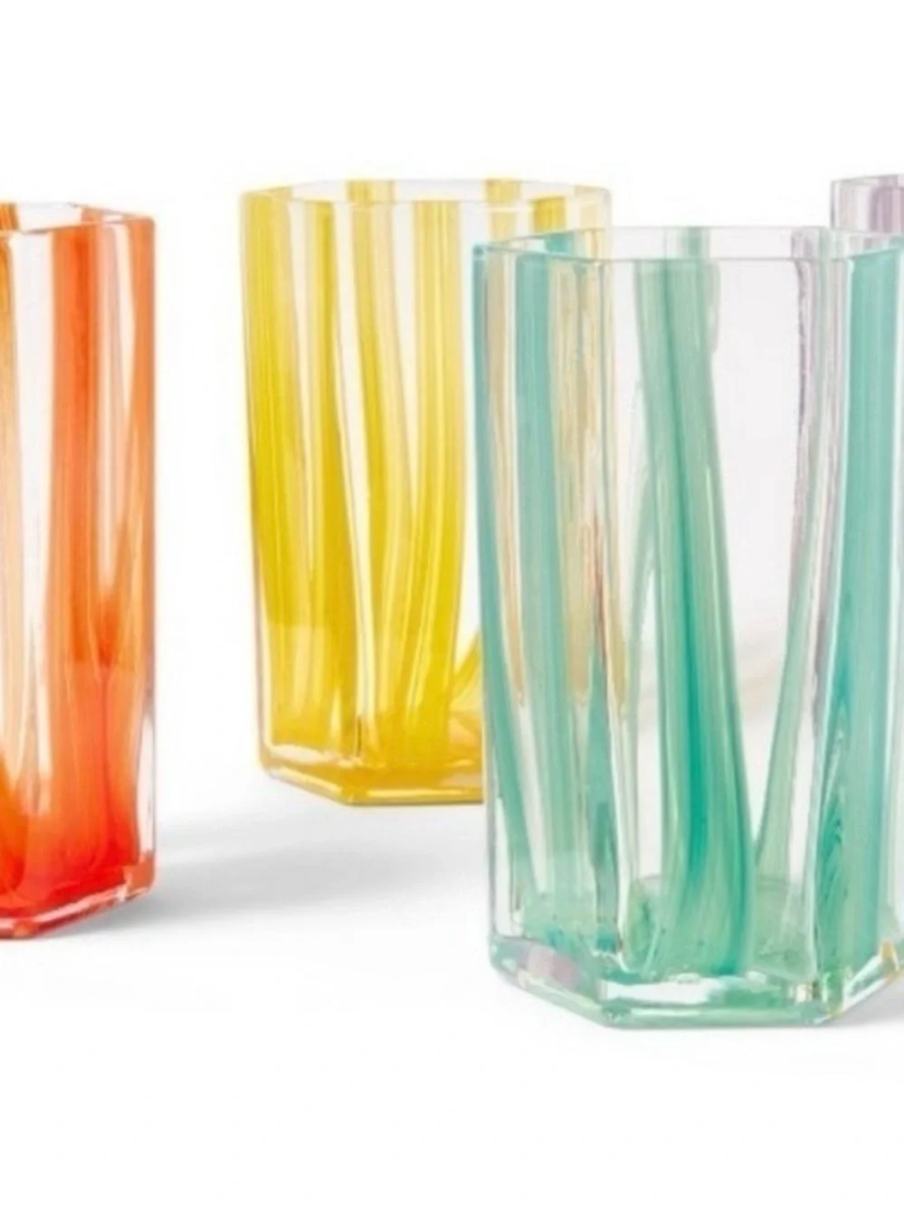 Set of Colorful Striped Glass Tumblers - Yellow, Teal, Orange-DVF for Target